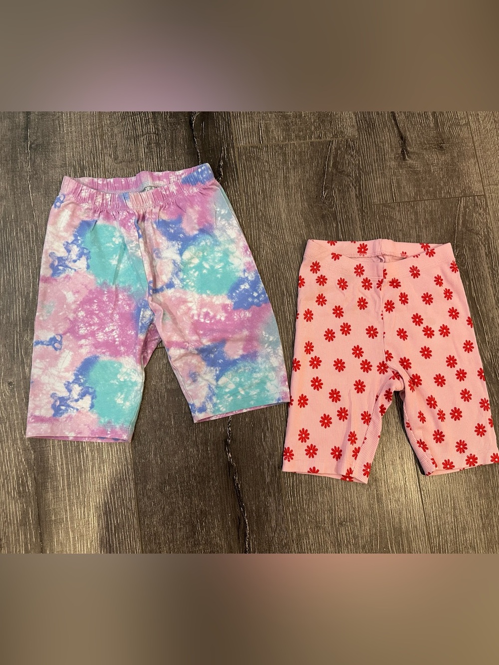 Cat & Jack Girls Kids Tie-Dye and Pink Floral Bike Shorts Set
